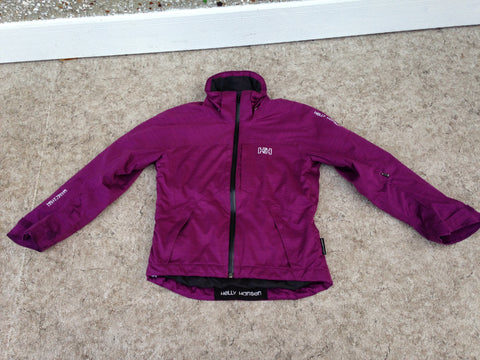 Winter Coat Child Size 12 Helly Hansen Purple With Snow Belt Waterproof Sealed Zippers and Seams No Hood Excellent