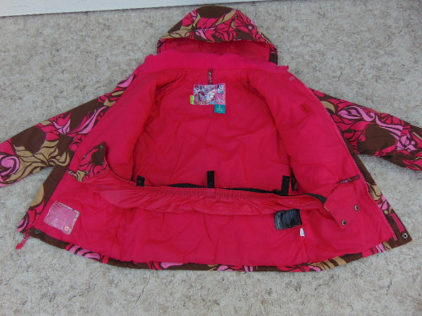 Winter Coat Child Size 10-12 Burton Fushia Multi With Snow Belt Snowboarding