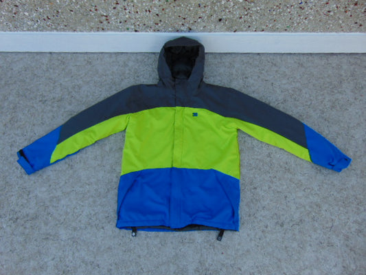 Winter Coat Child Size 16-18 DC Black Lime Blue Snowboarding With Snow Belt Excellent