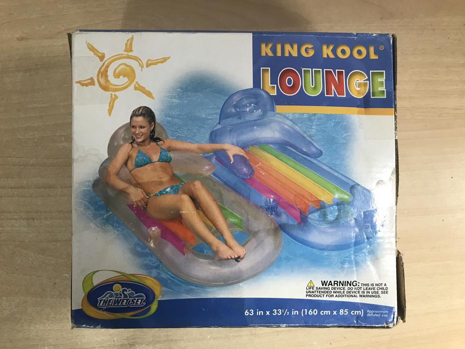 Water Sports King Kool Inflatable Lounge Pool Beach Large Size 63 x 33.5 NEW IN BOX