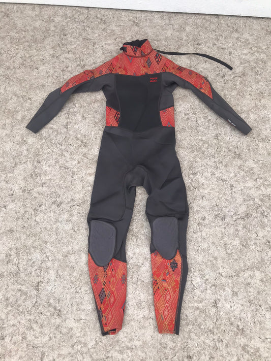 Wetsuit Child Size 10 Full Billabong Synergy 3-2 mm Grey Orange Excellent