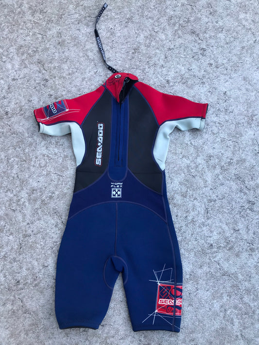 Wetsuit Child Size 10 Sea Doo Blue Red Grey 2-3 mm