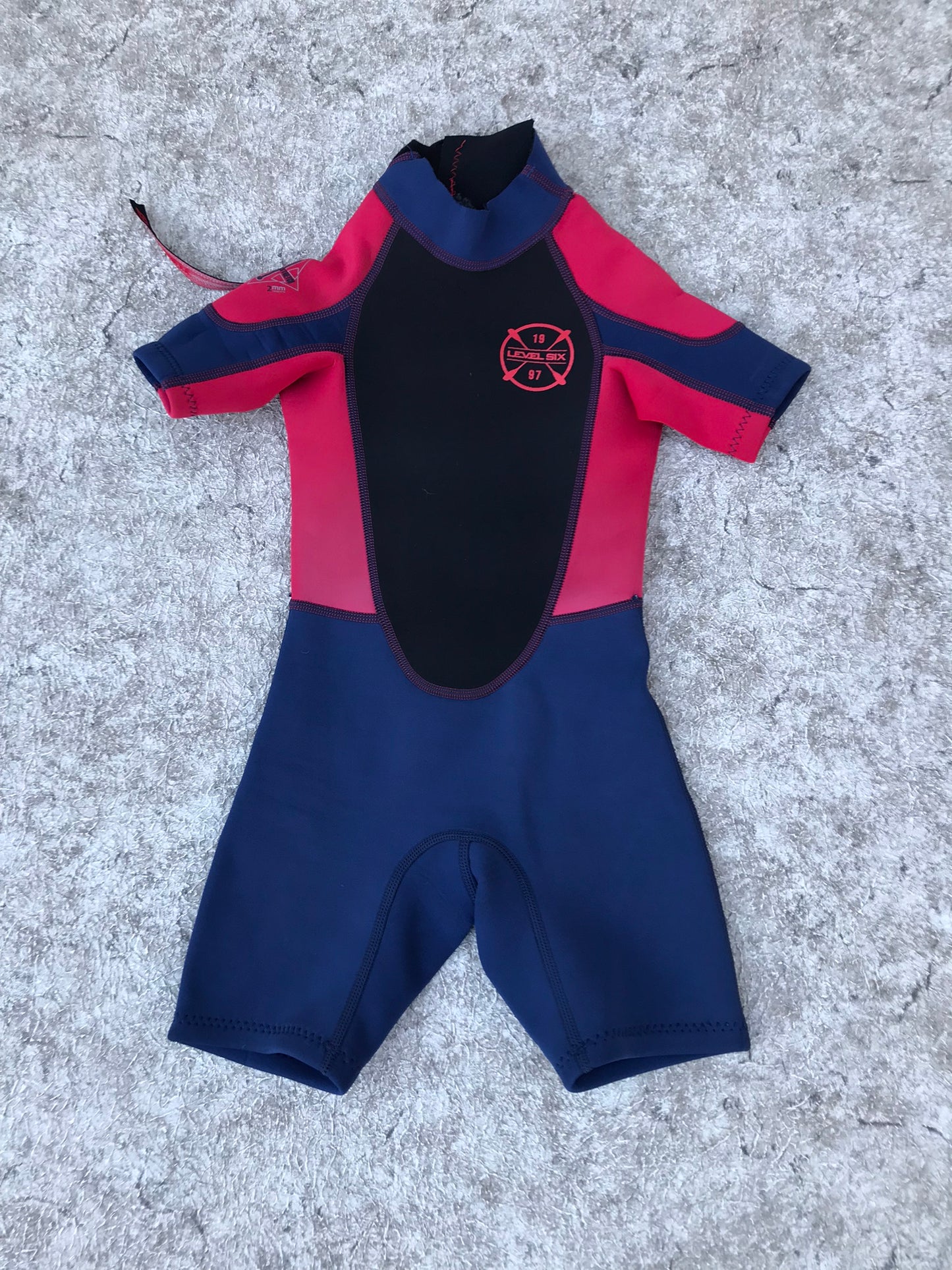 Wetsuit Child Size 4 Level Six Blue Black Red 2-3 mm Excellent