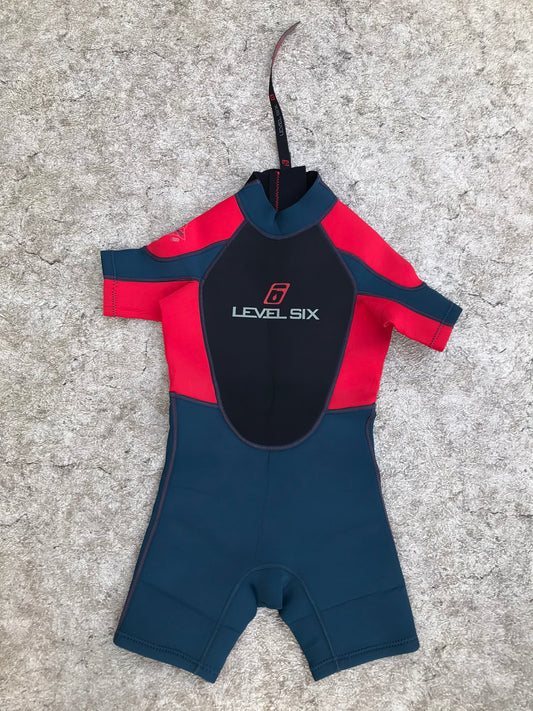 Wetsuit Child Size 6 Level Six 2-3 mm Black Blue Red Neopene New Demo Model
