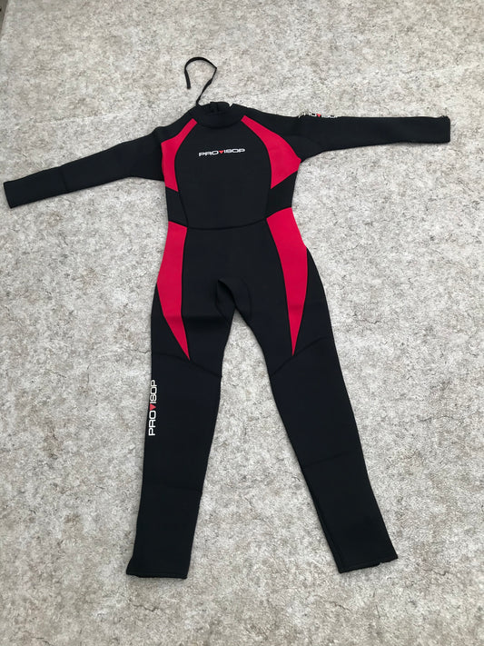 Wetsuit Ladies Size Large Full 4-3 mm Pro Black Red Excellent As New