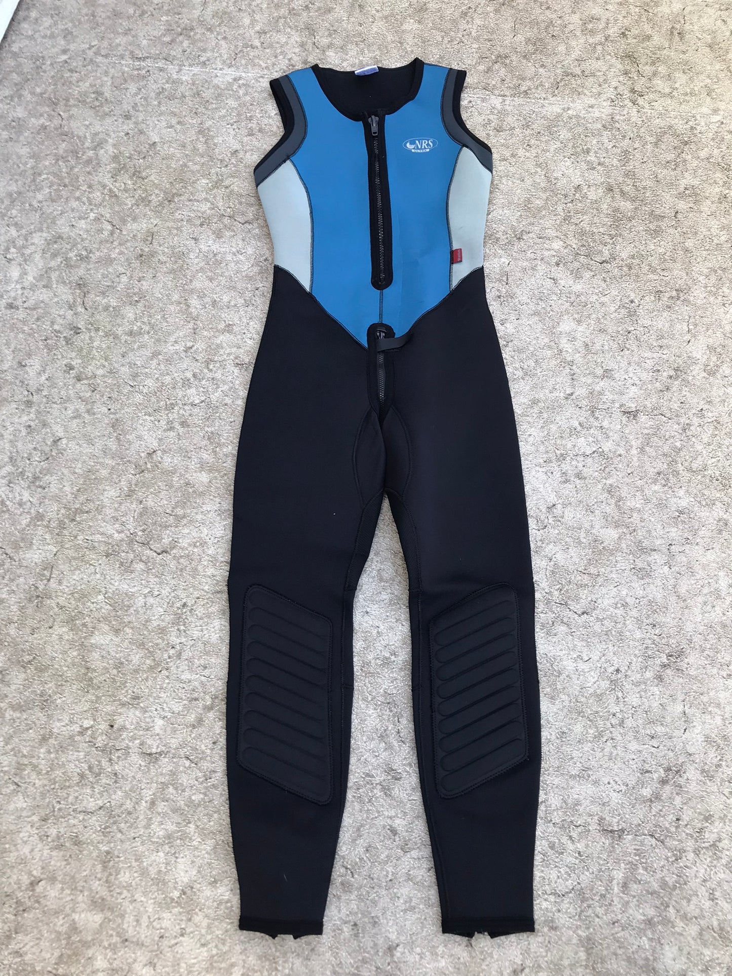 Wetsuit Ladies Size Large Full John NRS Sports 2-3 mm Black Blue With Crotch Zip Out Excellent