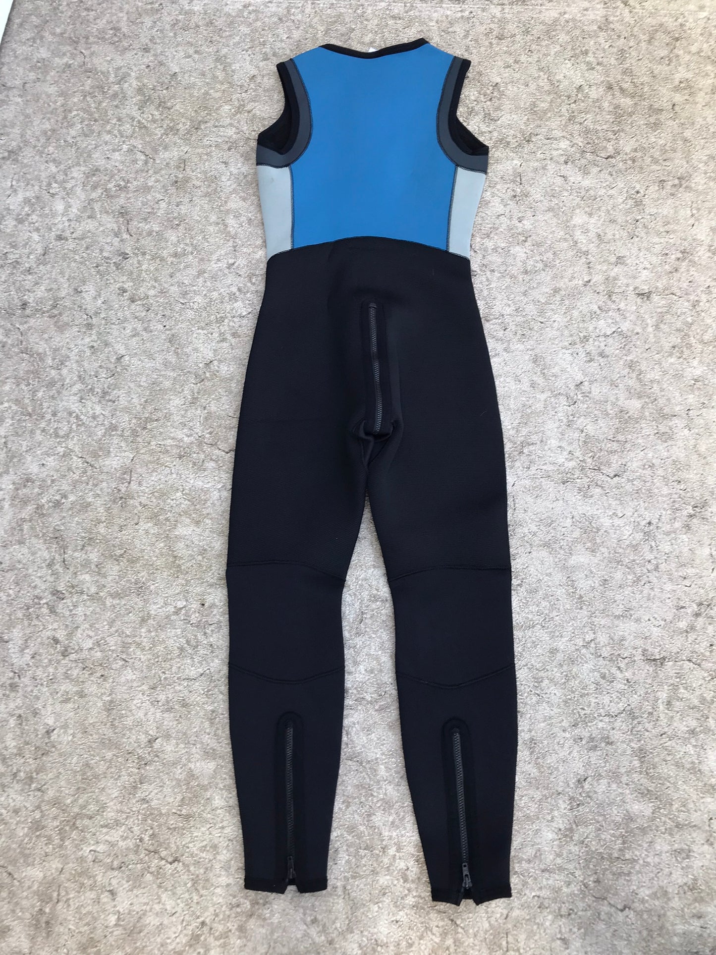 Wetsuit Ladies Size Large Full John NRS Sports 2-3 mm Black Blue With Crotch Zip Out Excellent