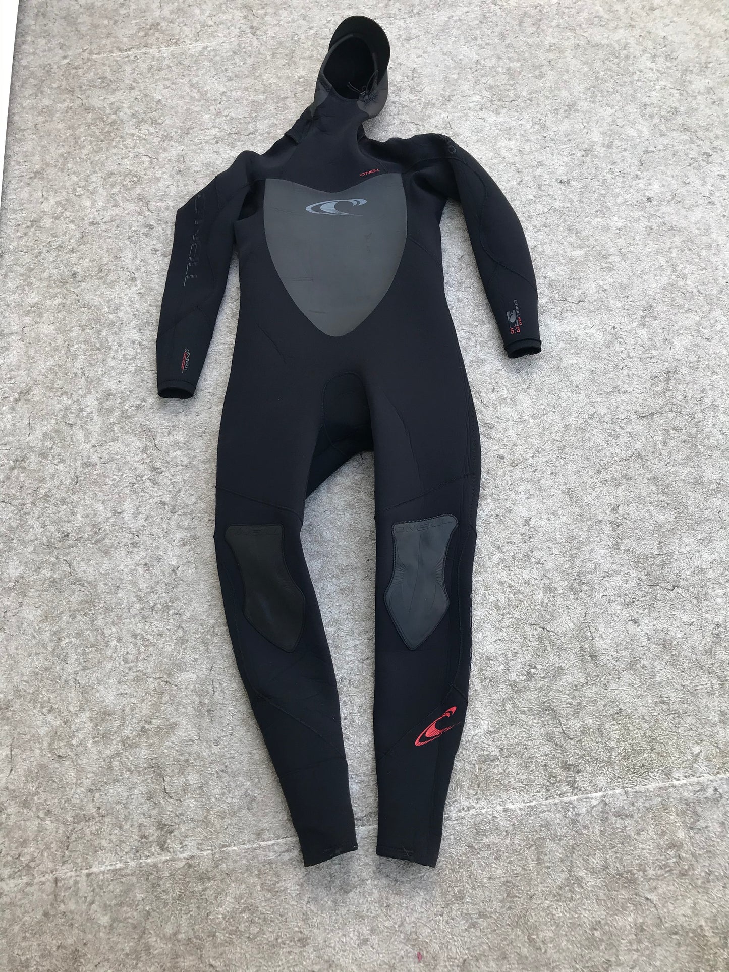 Wetsuit Men's Ladies Full Size X Large Oneill Heat Dry Lock With Hood 5.3 mm Black