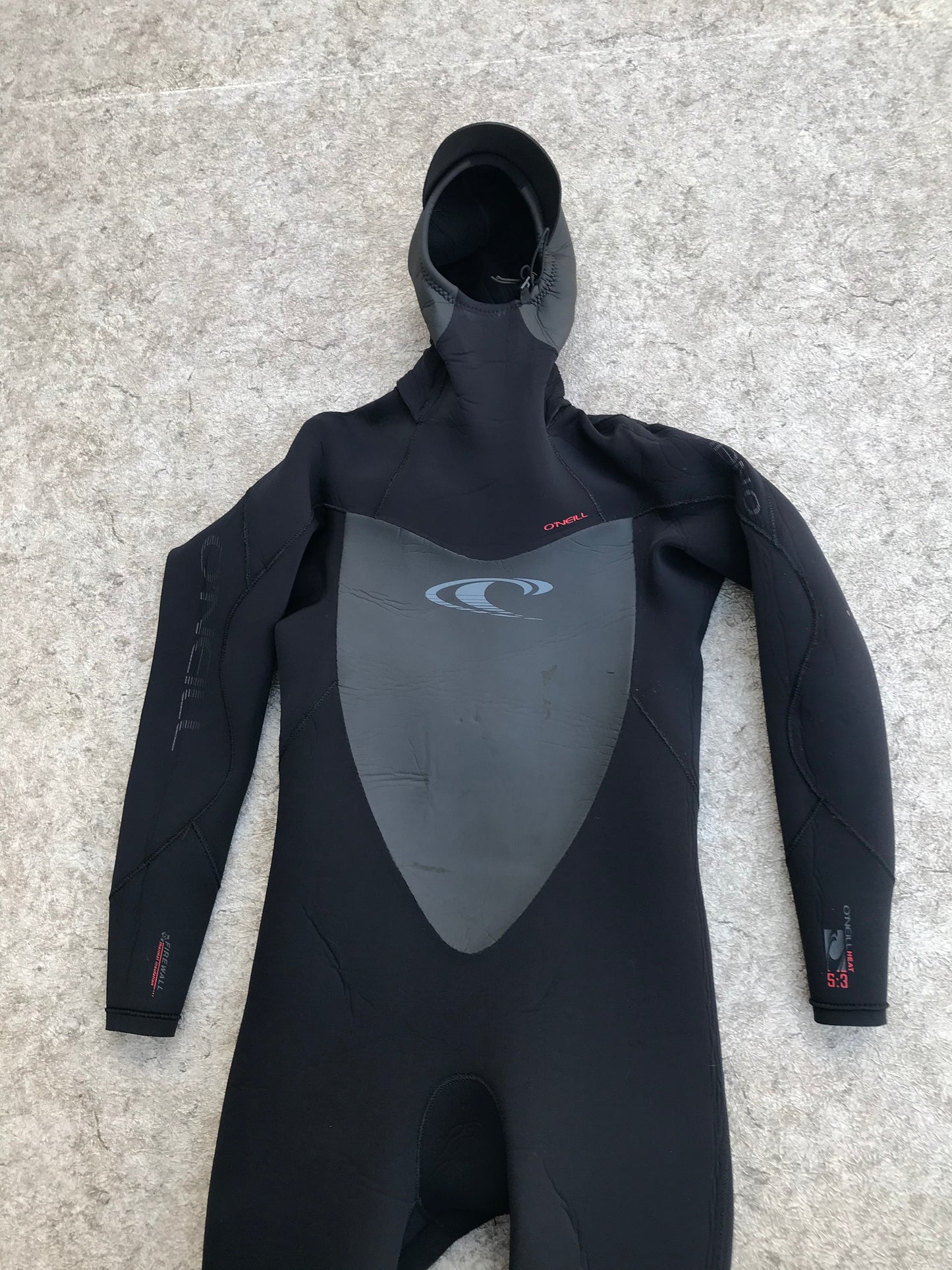Wetsuit Men's Ladies Full Size X Large Oneill Heat Dry Lock With Hood 5.3 mm Black
