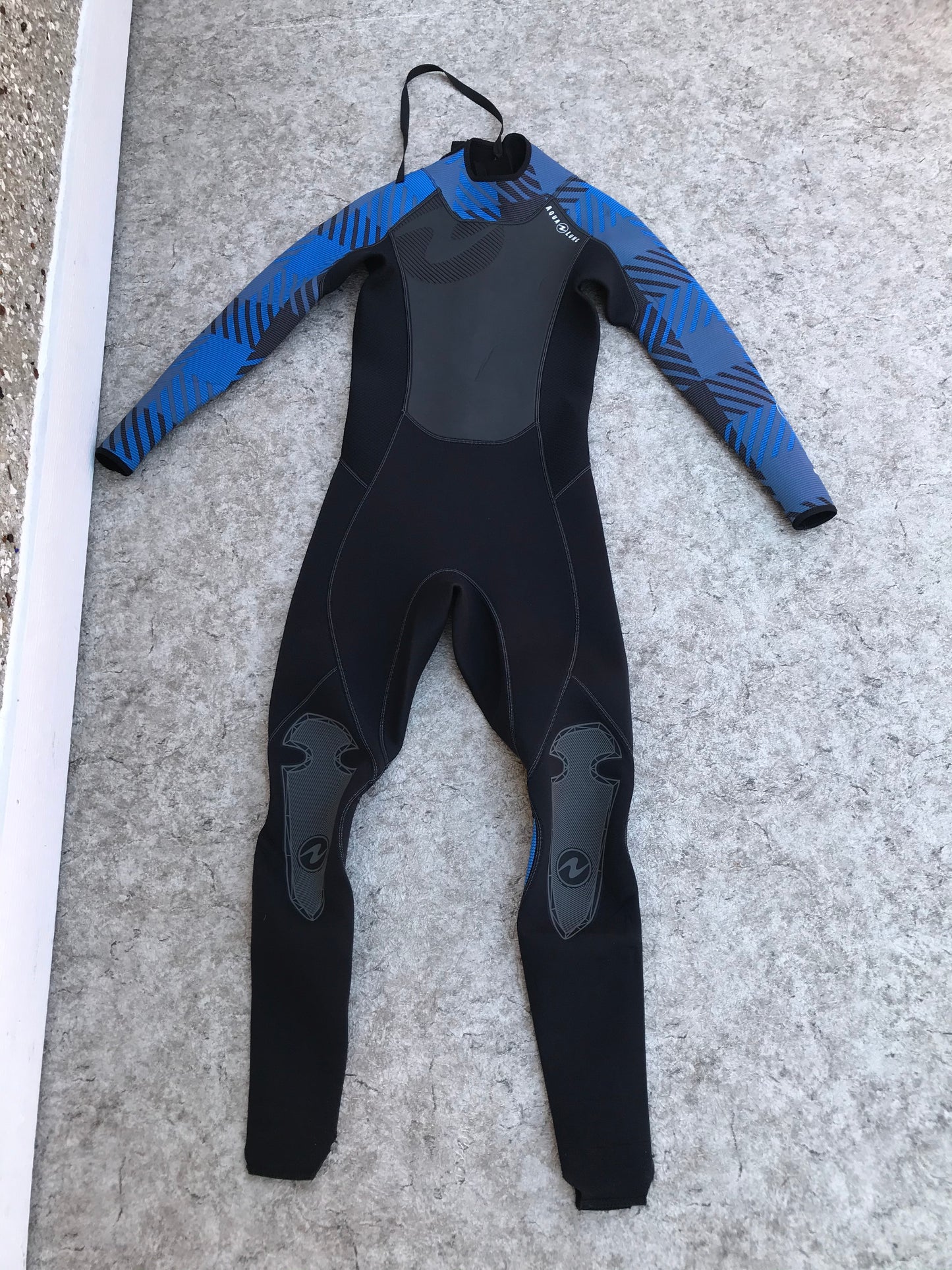 Wetsuit Men's Size X Small Full Aqualung Hydroflex 3mm Neorpene Surf Dive Water Ski Blue Black Excellent