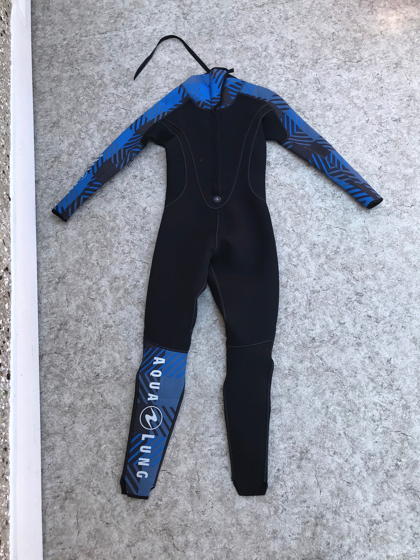 Wetsuit Men's Size X Small Full Aqualung Hydroflex 3mm Neorpene Surf Dive Water Ski Blue Black Excellent