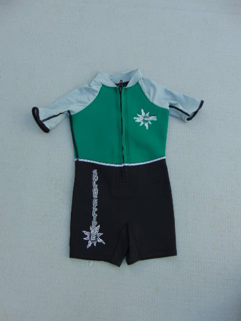 Wetsuit Child Size 2 Body Glove Black Green Grey Neoprene 1mm Minor Wear