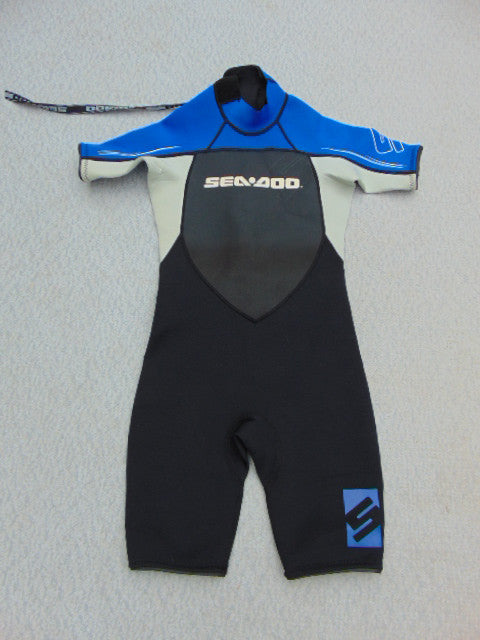 Wetsuit Child Size 12 Sea Doo Black Blue Grey Neoprene 2-3 mm New Demo Model