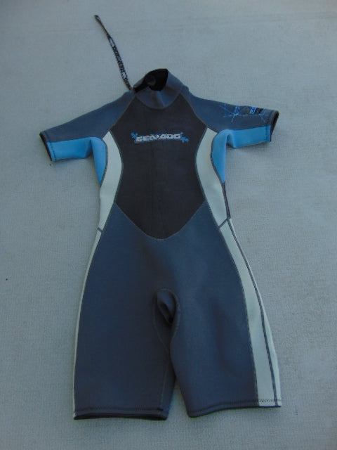 Wetsuit Ladies Size 11-12 Sea Doo Neoprene 2-3mm Grey Blue Some Sun Wear
