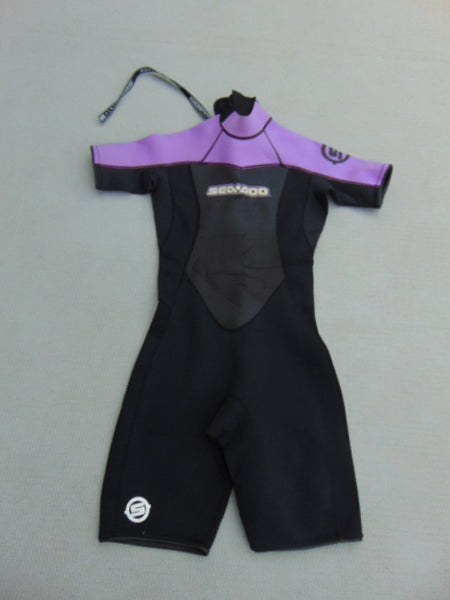 Wetsuit Ladies Size 7-8 Sea Doo Black Purple 2-3mm Neoprene Surf Dive Snorkel