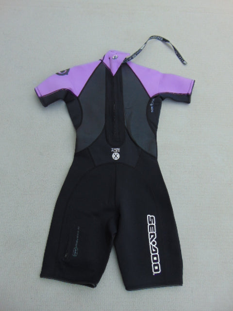 Wetsuit Ladies Size 7-8 Sea Doo Black Purple 2-3mm Neoprene Surf Dive Snorkel