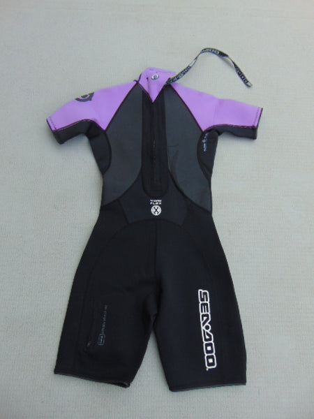 Wetsuit Ladies Size 7-8 Sea Doo Black Purple 2-3mm Neoprene Surf Dive Snorkel