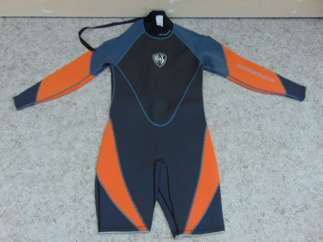 Wetsuit Men's Size Large Hyperlite Full Arms Short Legs Surf Suit 2-3 mm Neoprene Black Grey Orange