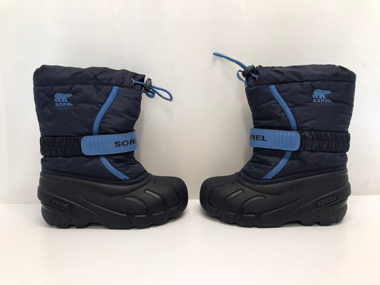 Winter Boots Child Size 12 Sorel Blue Black With Liner Excellent