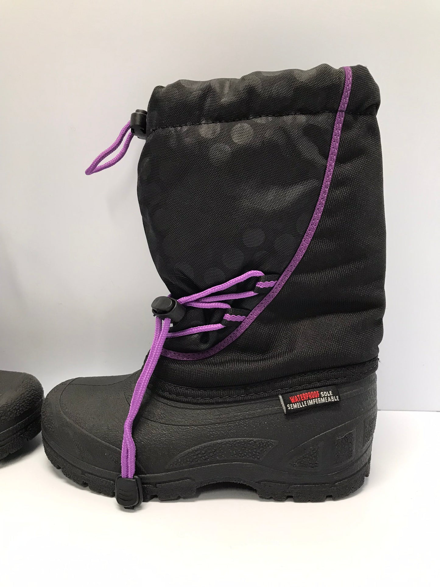 Winter Boots Child Size 13 Canadian Black Purple Waterproof With Liner New Demo Model