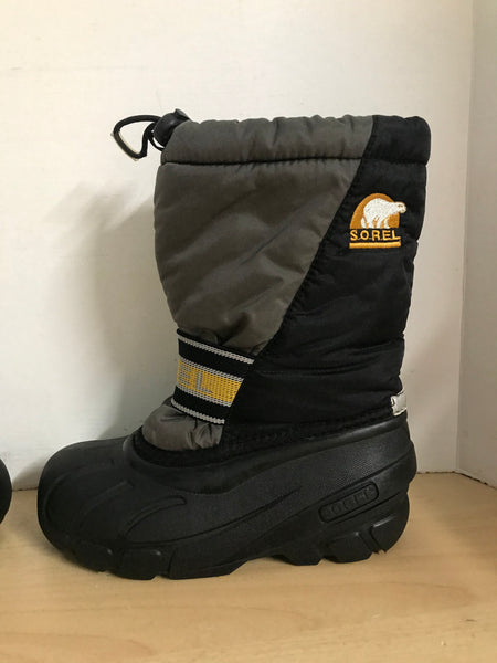 Winter Boots Child Size 13 Sorel Black Gold With Liner