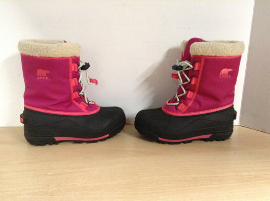 Winter Boots Child Size 13 Sorel Fushia Pink Black Excellent As New
