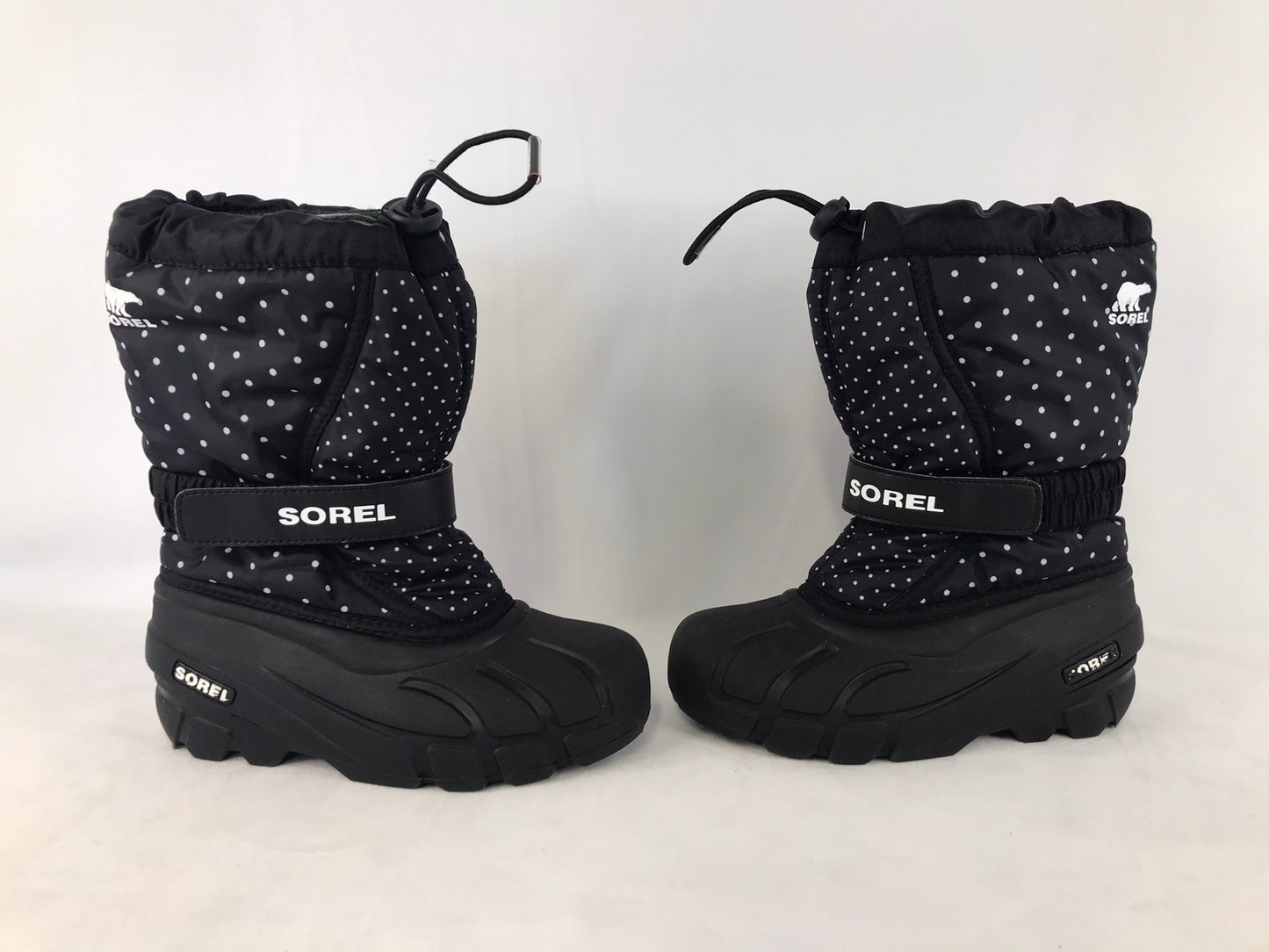 Winter Boots Child Size 1 Sorel Black White Dotted With Liner Excellent