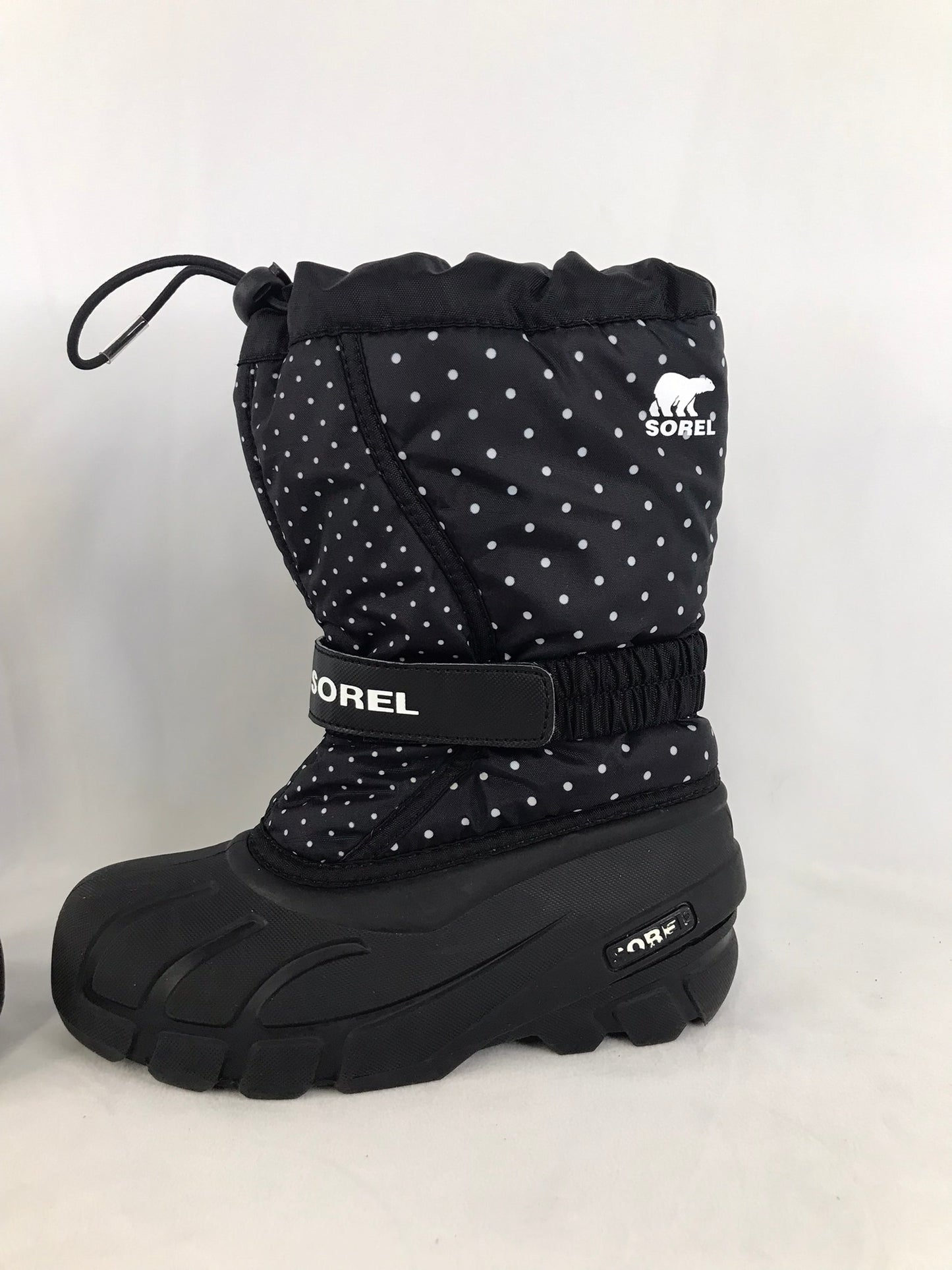 Winter Boots Child Size 1 Sorel Black White Dotted With Liner Excellent