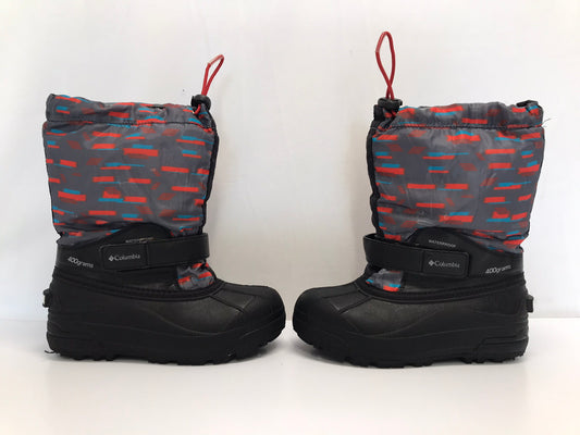 Winter Boots Child Size 3 Columbia Grey Orange Blue With Liner Excellent