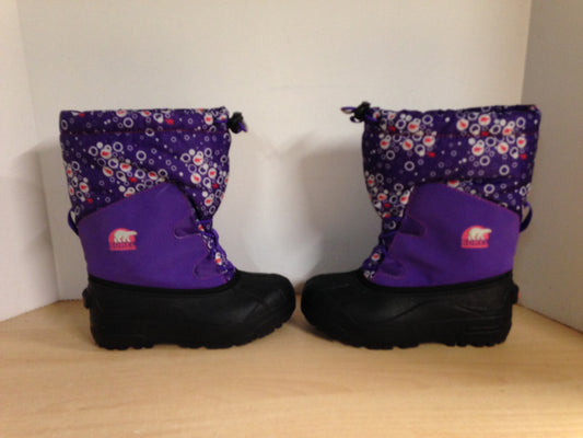 Winter Boots Child Size 3 Sorel Purple With Liner Excellent