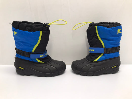 Winter Boots Child Size 3 Sorel With Liner Blue Black Lime