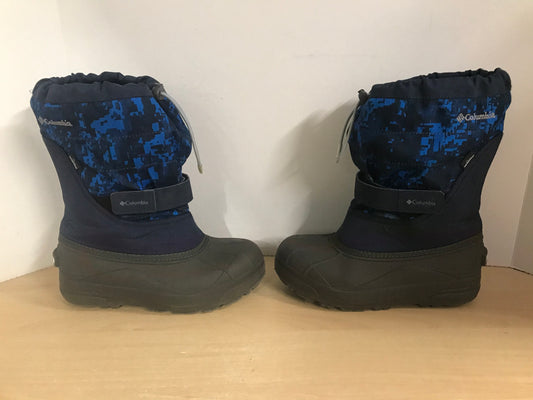 Winter Boots Child Size 4 Columbia Black Blue With Liner