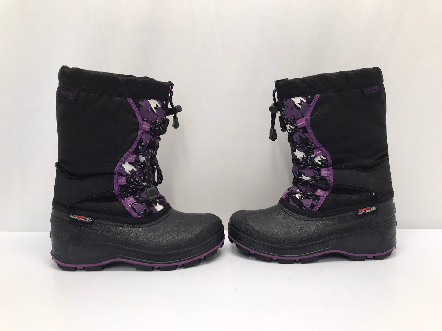 Winter Boots Child Size 4 SubZero Black Purple With Liners Excellent