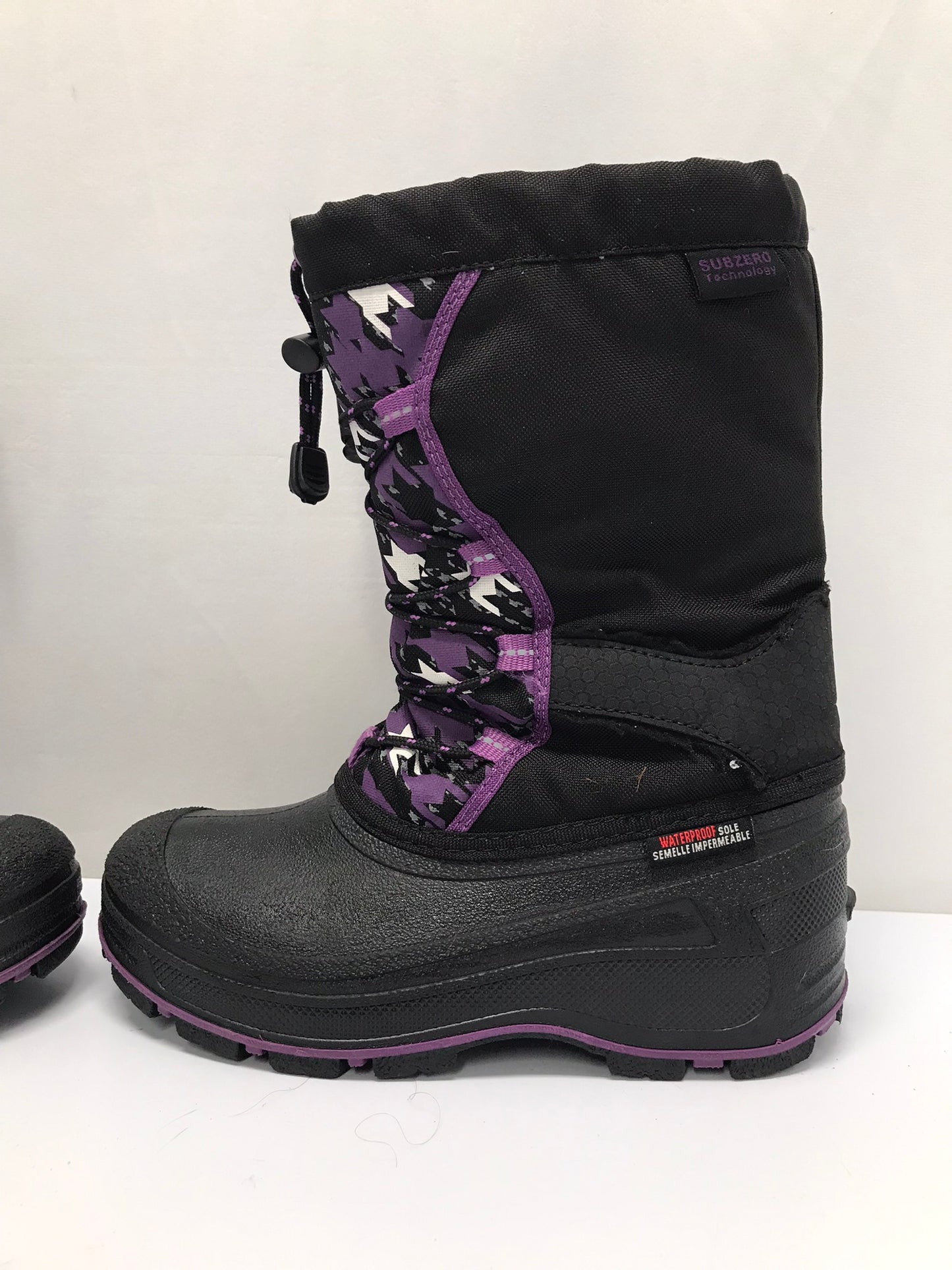 Winter Boots Child Size 4 SubZero Black Purple With Liners Excellent