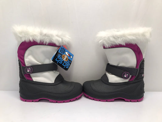 Winter Boots Child Size 5 Youth Canadian -58 Degree With Liner Grey Pink White Faux Fur New With Tags