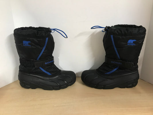 Winter Boots Child Size 5 Youth Sorel Black Blue With Liner