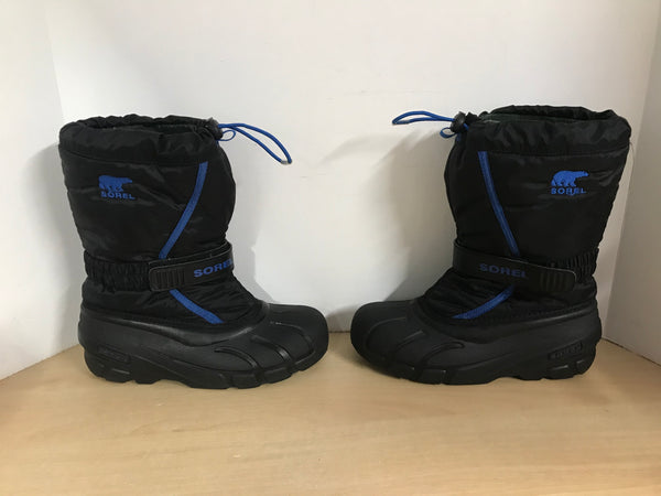 Winter Boots Child Size 5 Youth Sorel Black Blue With Liner