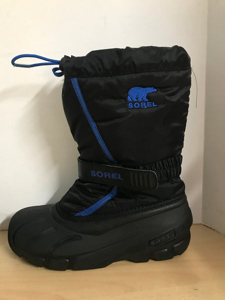 Winter Boots Child Size 5 Youth Sorel Black Blue With Liner