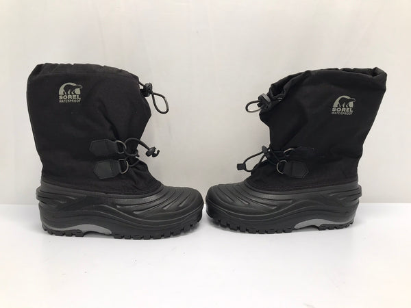 Winter Boots Child Size 5 Youth Sorel Black With Liner Excellent As New