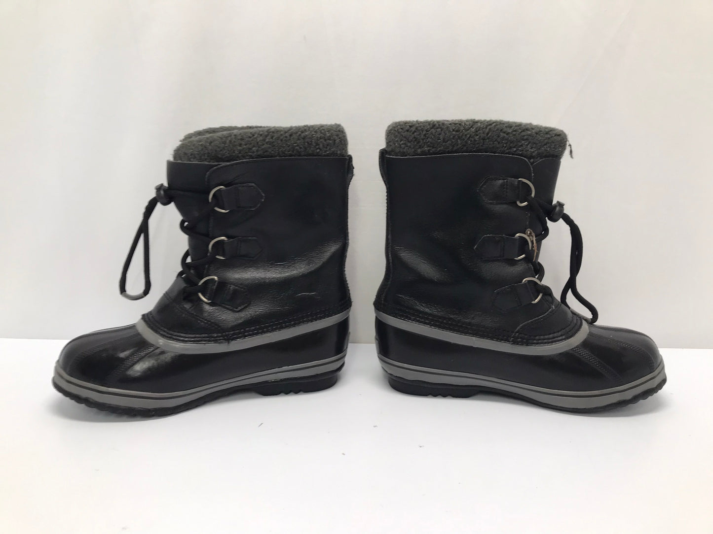 Winter Boots Child Size 6 Youth Sorel Black Leather With Liners