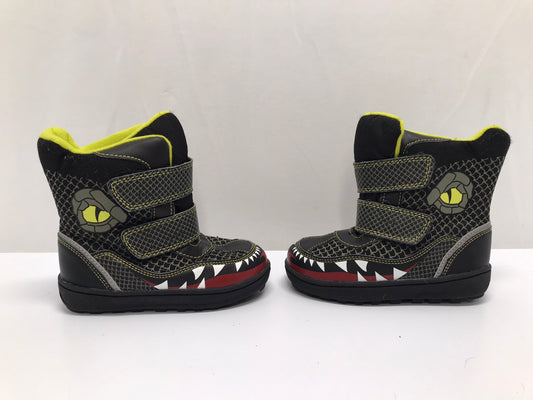 Winter Boots Child Size 9 Toddler Dinosaur Black Lime