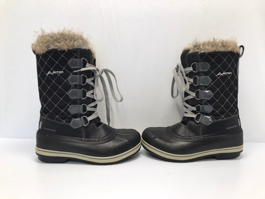 Winter Boots Ladies Size 6 Action Up To -50 Degree Excellent Black Grey Faux Fur