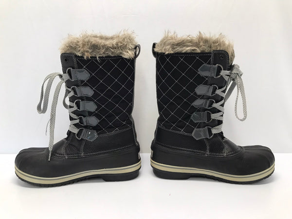 Winter Boots Ladies Size 6 Action Up To -50 Degree Excellent Black Grey Faux Fur