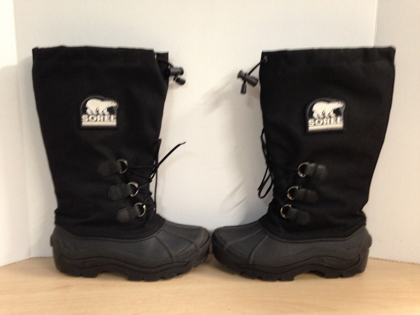 Winter Boots Ladies Size 7 Sorel Black With Liner Excellent