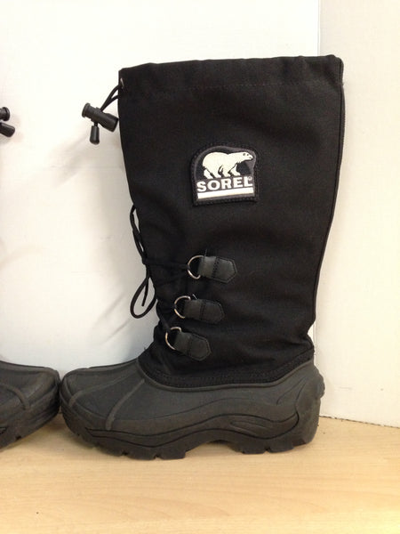 Winter Boots Ladies Size 7 Sorel Black With Liner Excellent