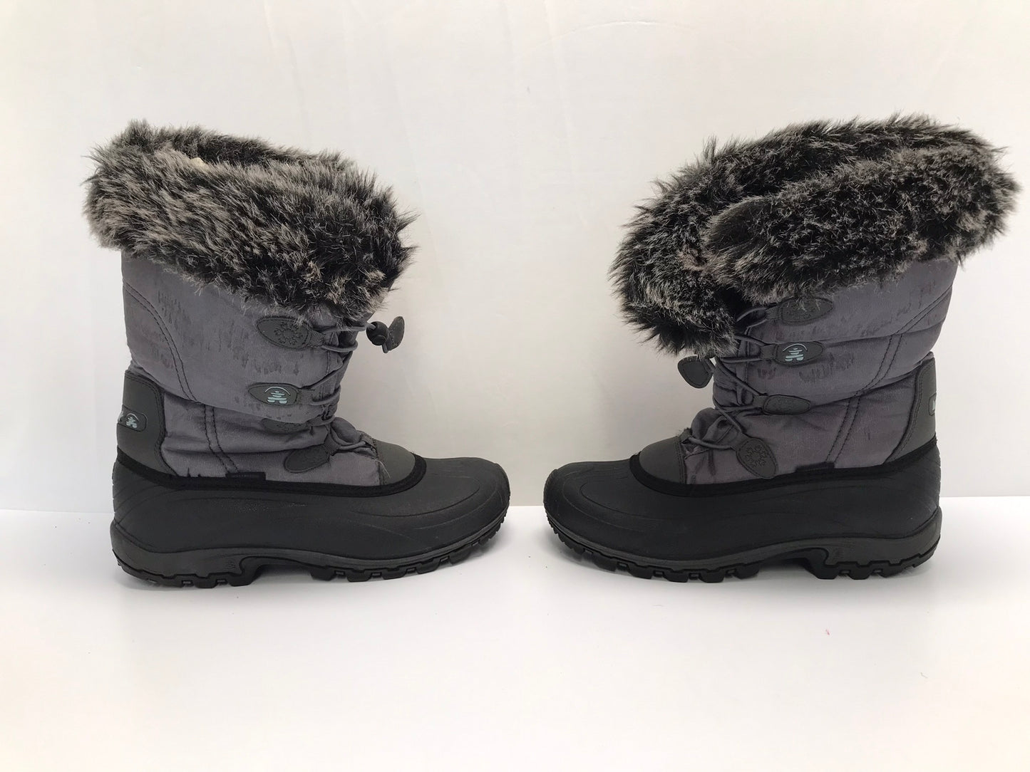 Winter Boots Ladies Size 8 Kamik Grey With Faux Fur Excellent
