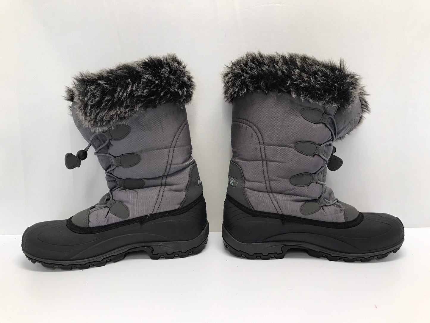 Winter Boots Ladies Size 8 Kamik Grey With Faux Fur Excellent