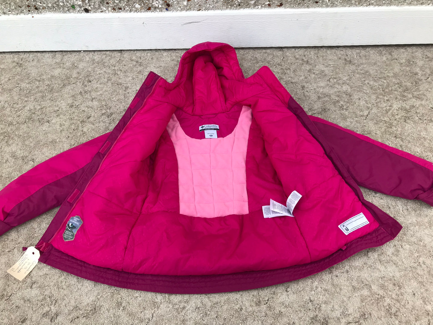 Winter Coat Child Size 10-12 Columbia Fushia With Snow Belt  As New