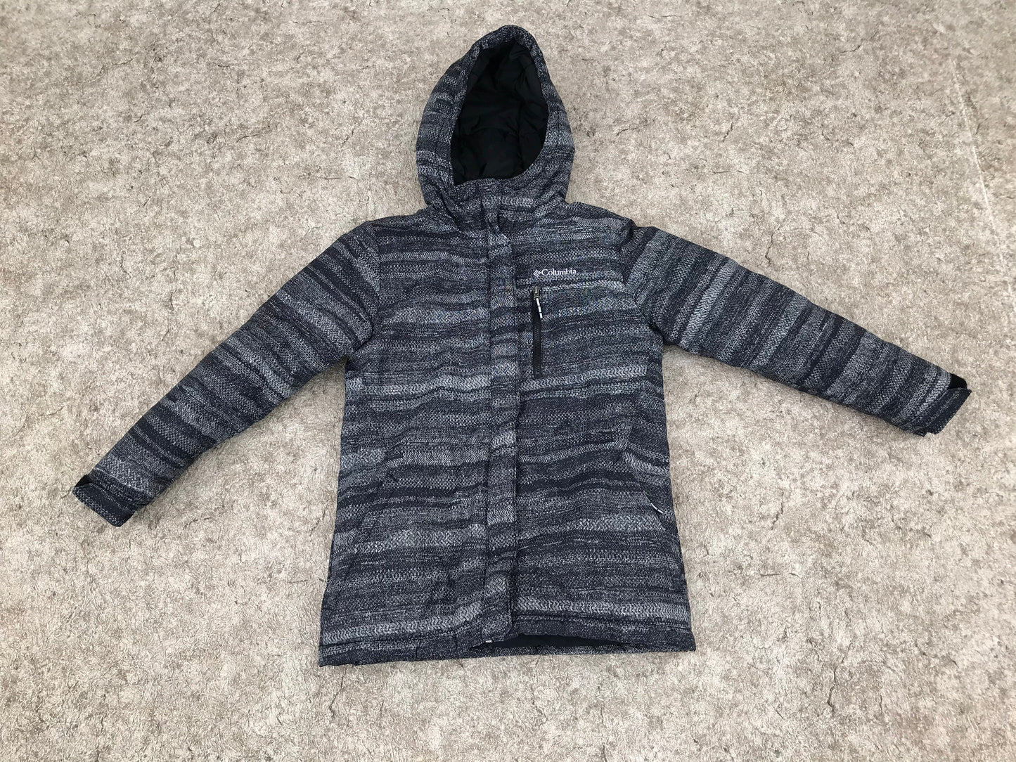 Winter Coat Child Size 10-12 Columbia Grey Multi With Snow Belt New Demo Model
