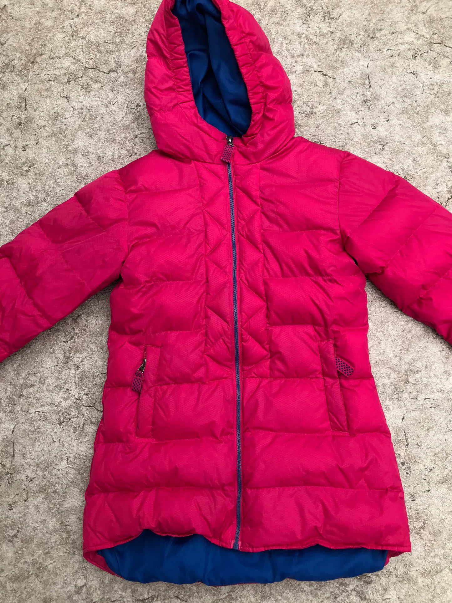 Winter Coat Child Size 10-12 Lands End Brilliant Raspberry and Blue Excellent